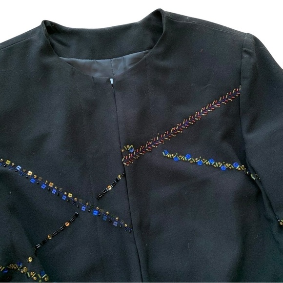 Vtg Susan Graver Style Sequined Beaded Formal Jacket Black Multicolor Size M - Picture 3 of 8